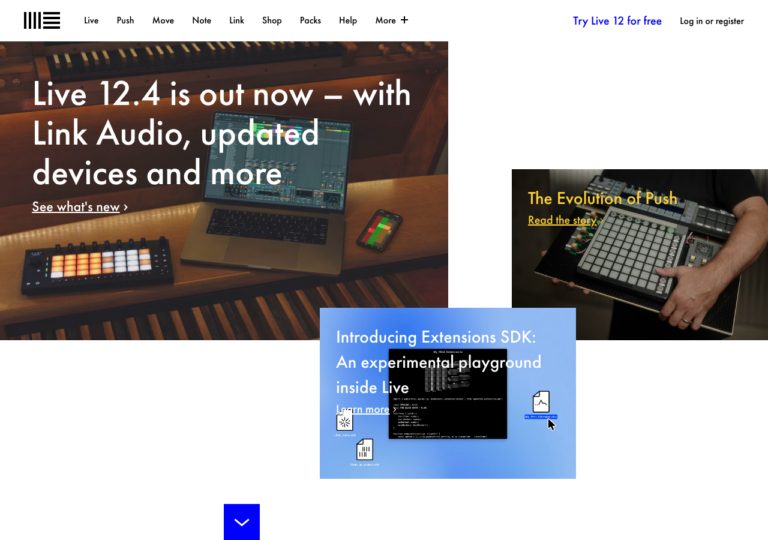 Capture d'écran du site ableton.com